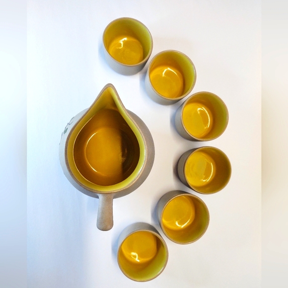 VTG Pigeon Forge Pottery Pitcher 6 Tea Cups Dogwood Pattern - Picture 9 of 14